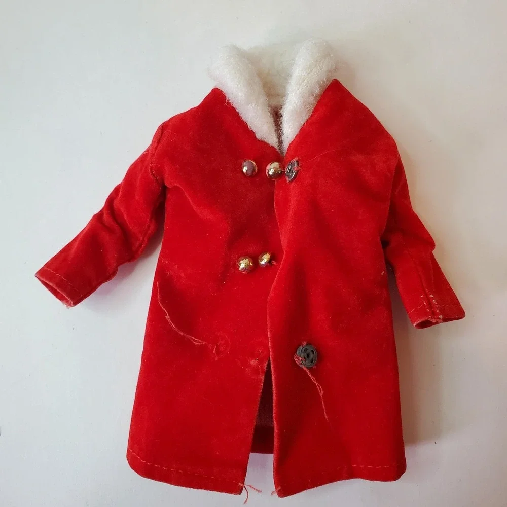 Vintage Barbie Doll Red Velvet Coat White‎ Fur Collar 60s